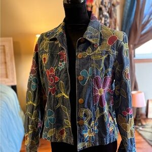 Coldwater Creek Multicolor Floral Jean Jacket